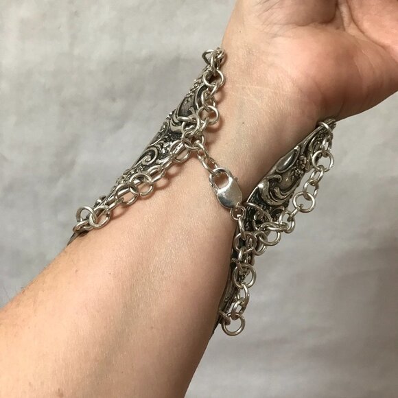 Cherub Gorham Sterling Silver 925 Bracer Wide Cuff Bracelet Gladiator Victorian - Picture 7 of 11